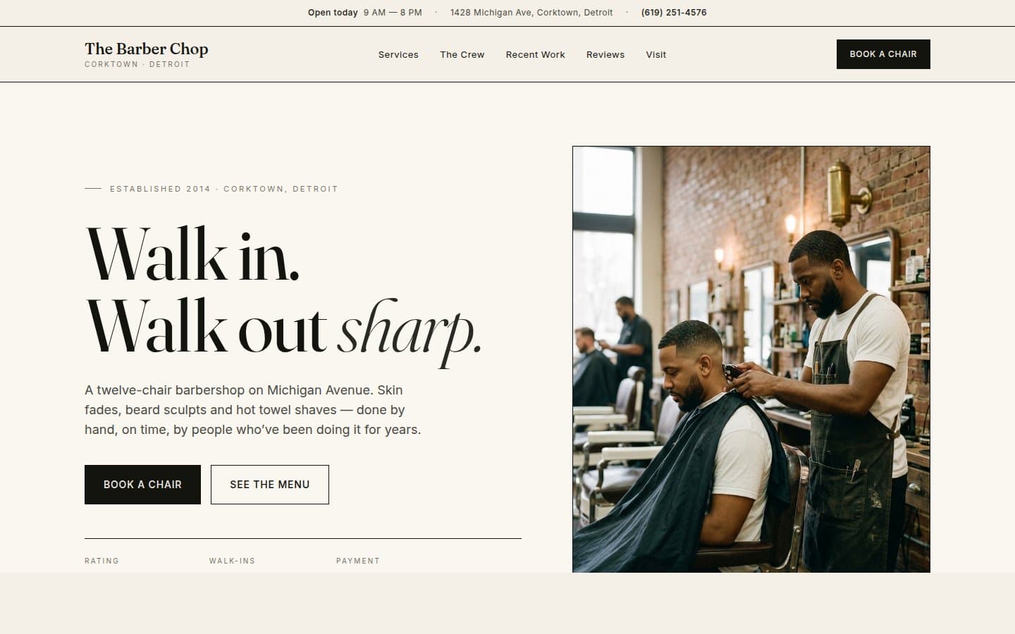 The Barber Chop — live site preview