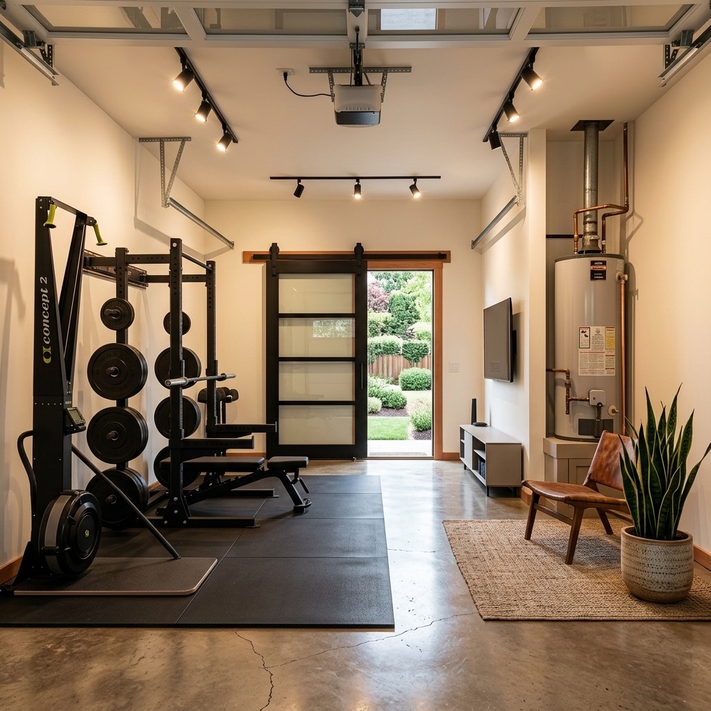 After: finished garage gym in Old Southwest Reno by Mike's Handyman Services